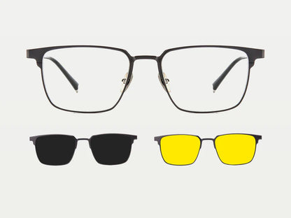 Titanium Magnetic Clip-on Eyeglasses Sunglasses (5-in-1)